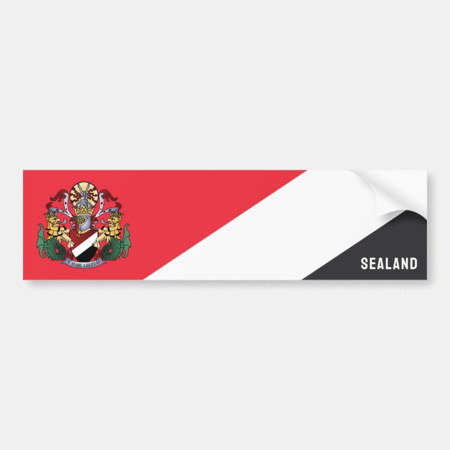 Adesivo Para Carro Bandeira de Sealand, com casaco de armas sobrepost (Frente)