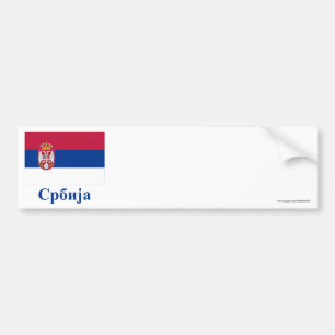 Adesivo Para Carro Bandeira de Serbia com nome em sérvio