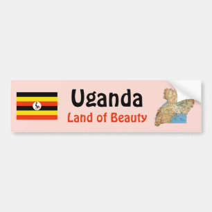 Adesivo Para Carro Bandeira de Uganda + Autocolante no vidro traseiro