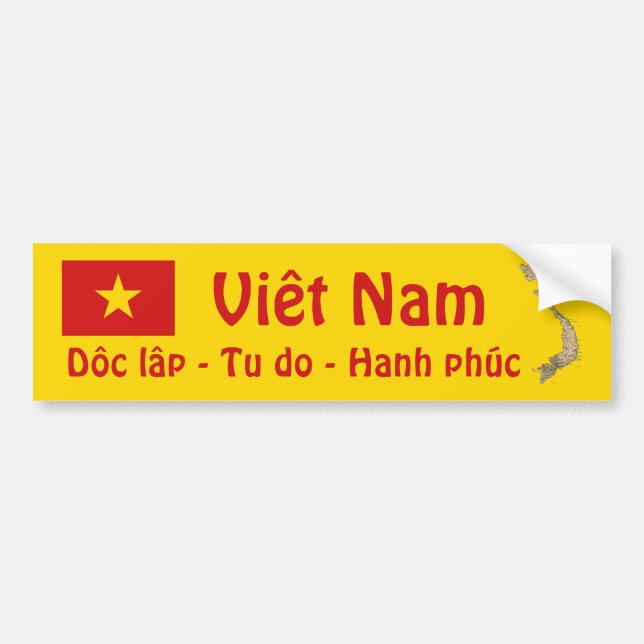 Adesivo Para Carro Bandeira de Vietnam + Autocolante no vidro (Frente)