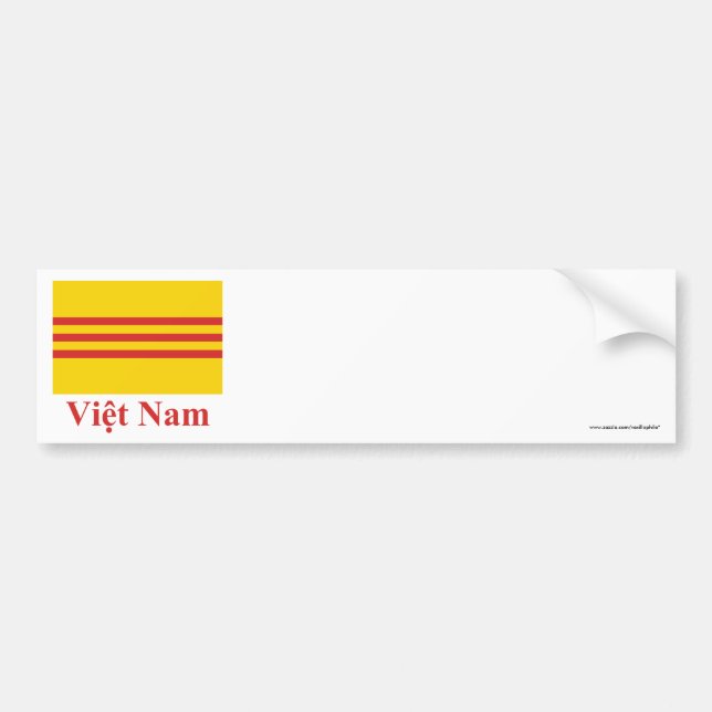 Adesivo Para Carro Bandeira de Vietnam sul com nome no vietnamita (Frente)