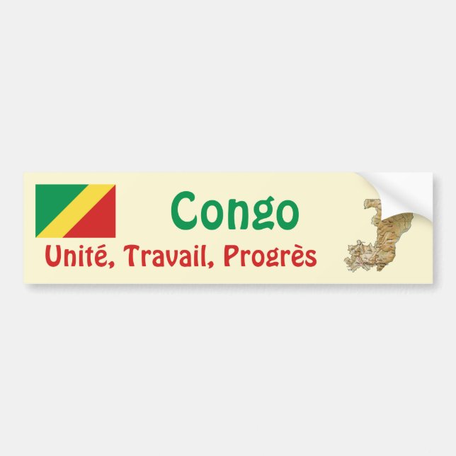 Adesivo Para Carro Bandeira do Congo-Brazzaville + Bomba (Frente)
