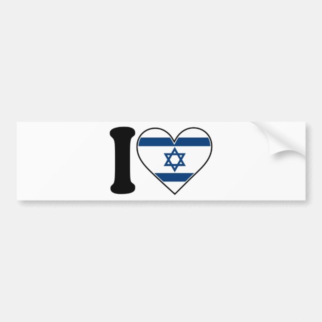 Adesivo Para Carro Bandeira do coração de Israel (Frente)