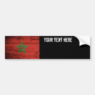 Adesivo Para Carro Bandeira do Marrocos no Velho Grão de Madeira