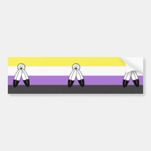 Adesivo Para Carro Bandeira do Orgulho Não Binário com Dois Espírito