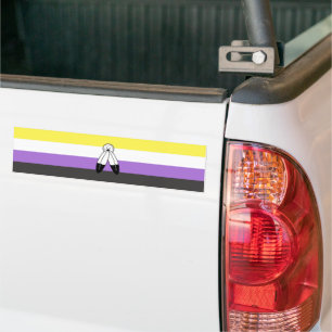 Adesivo Para Carro Bandeira do Orgulho Não Binário com Dois Espírito