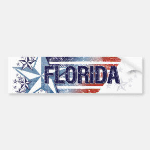 Adesivo Para Carro Bandeira dos EUA do vintage com estrela - Florida