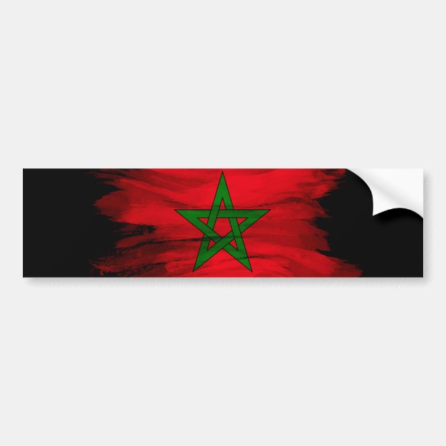 Adesivo Para Carro Bandeira marroquina pincel derrame, bandeira nacio (Frente)