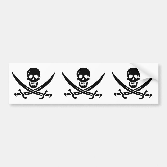 Adesivo Para Carro Bandeira Pirata Caveira Espadas Cruzadas (Frente)
