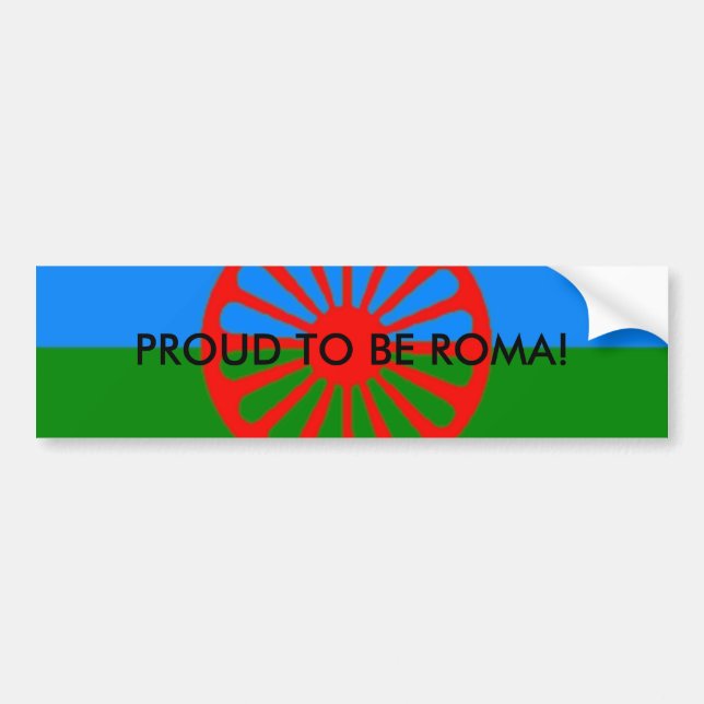 Adesivo Para Carro Bandeira Romani, ORGULHOSA SER ROMA! (Frente)