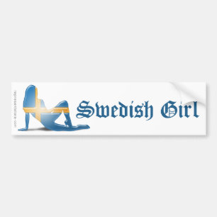 Adesivo Para Carro Bandeira sueco da silhueta da menina