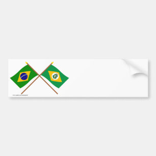 Adesivo Para Carro Bandeiras cruzadas de Brasil e de Ceará