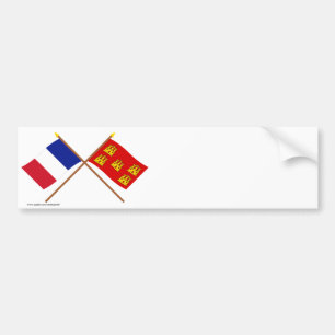 Adesivo Para Carro Bandeiras cruzadas de France e de Poitou-Charentes