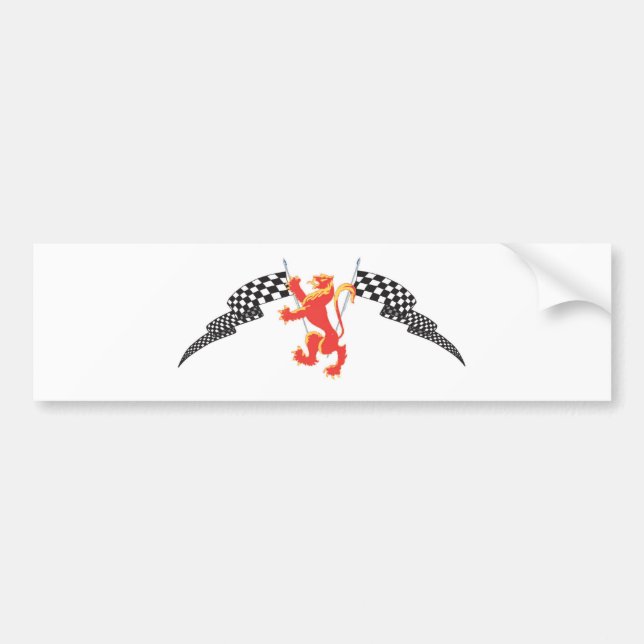 Adesivo Para Carro bandeiras desenfreados e checkered do leão (Frente)