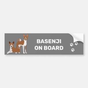 Adesivo Para Carro Basenji Hound No Conselho Vermelho Branco