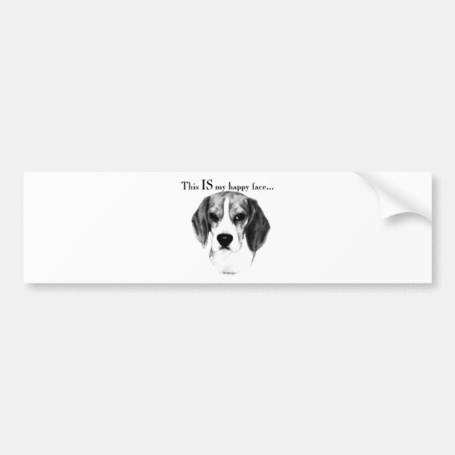Adesivo Para Carro Beagle Happy Face; Beagle Feliz; Beagle Grumpy (Frente)