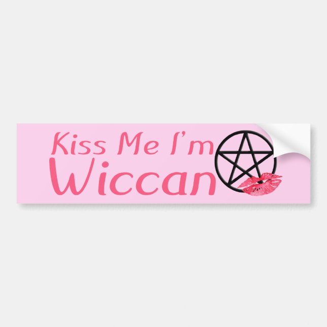 Adesivo Para Carro Beije-me que eu sou Wiccan (Frente)