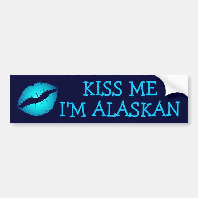 Adesivo Para Carro Beije-me, sou Alaskan Bumper Sticker (Frente)