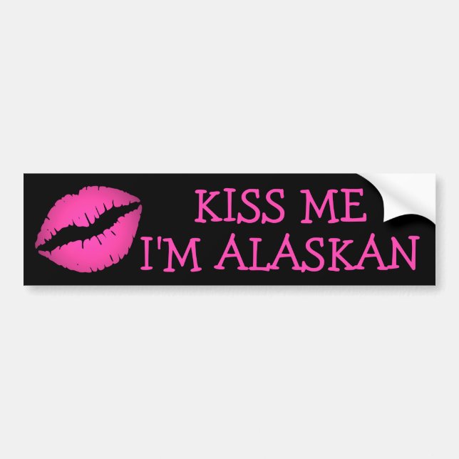 Adesivo Para Carro Beije-me, sou Alaskan Bumper Sticker (Frente)