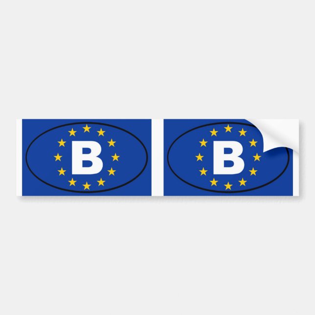 Adesivo Para Carro Bélgica - B - União Europeia, oval (Frente)