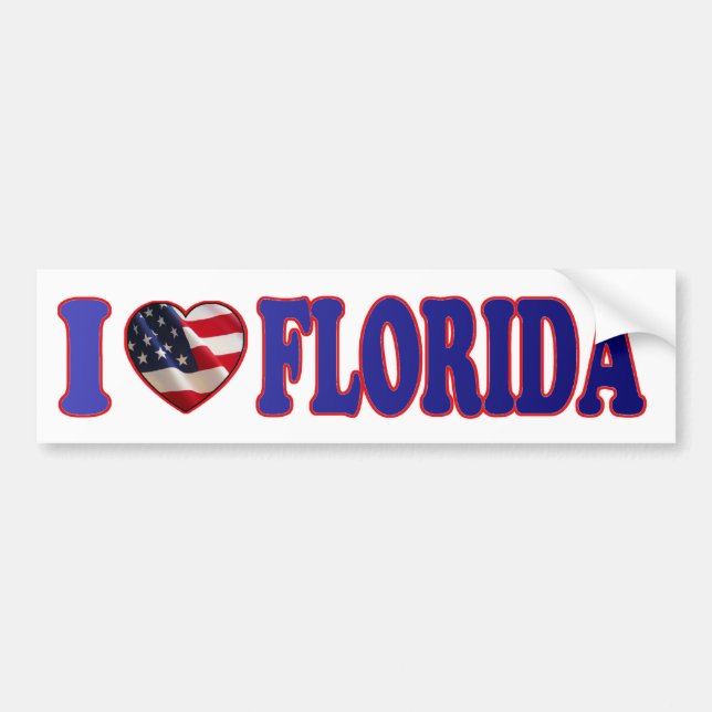 Adesivo Para Carro Belo e Patriótico I Heart Florida - Sticker (Frente)