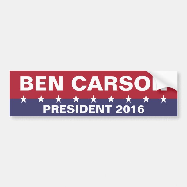 Adesivo Para Carro BEN CARSON para o Presidente 2016 (Frente)