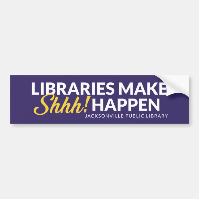 Adesivo Para Carro Bibliotecas Fazem Shhh Acontecer (Frente)