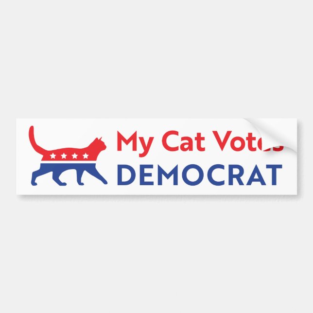 Adesivo Para Carro Biden 2020 - Meu Gato Vota Democrata (Frente)