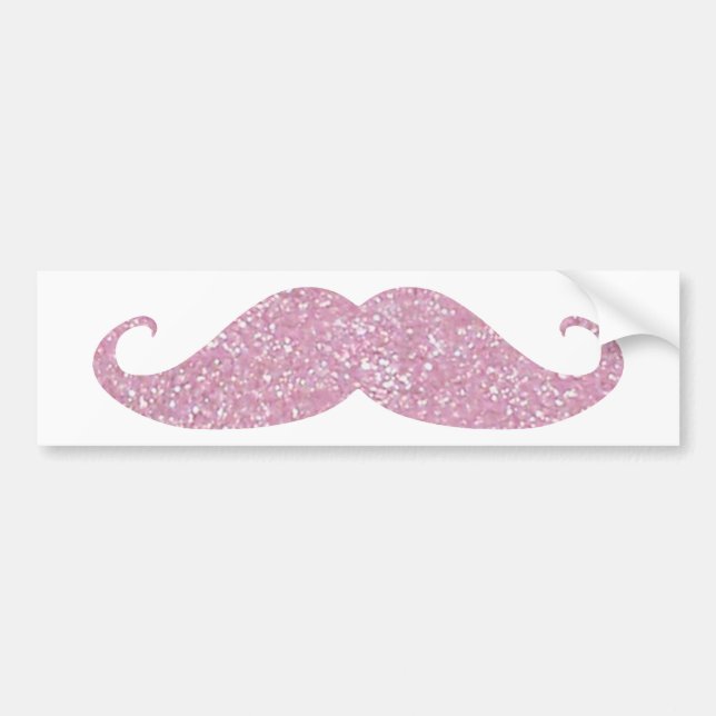 Adesivo Para Carro Bigode cor-de-rosa engraçado de Bling (Frente)