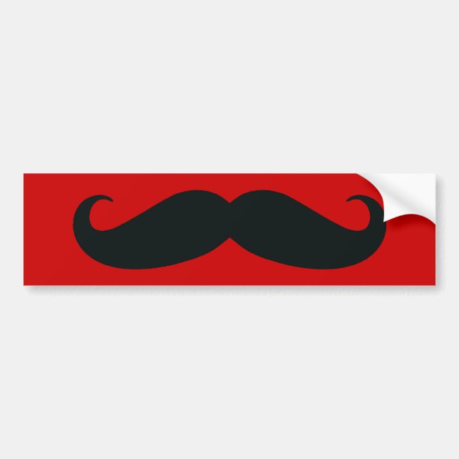 Adesivo Para Carro Bigode preto com fundo vermelho (Frente)