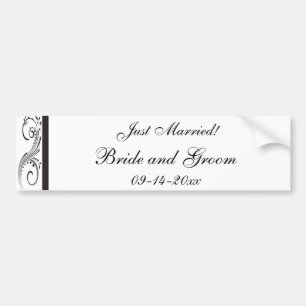 Adesivo Para Carro Black and White Swirls Just Married