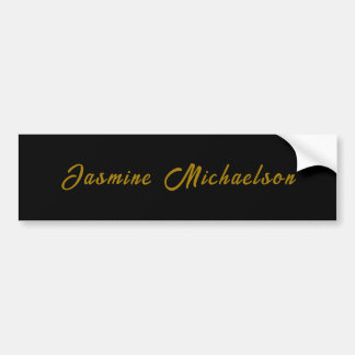 Adesivo Para Carro Black & Gold Calligraphy Minimalist Own Name