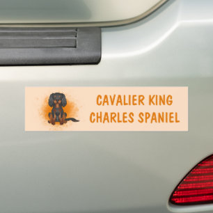 Adesivo Para Carro Black & Tan Cavalier King Charles Dog Em Laranja