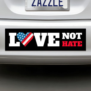 Adesivo Para Carro Black USA Flag Heart Love Not Hate Bold Rustic