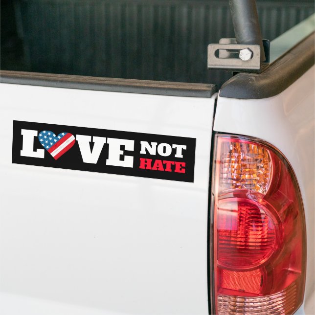 Adesivo Para Carro Black USA Flag Heart Love Not Hate Bold Rustic (No caminhão)