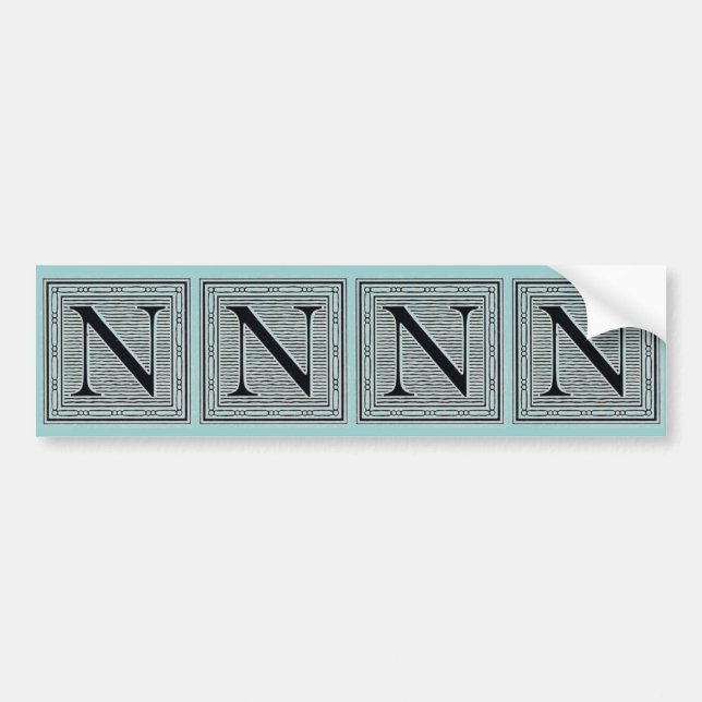 Adesivo Para Carro Bloqueio - Letra "N" - bloco de madeira - inicial (Frente)