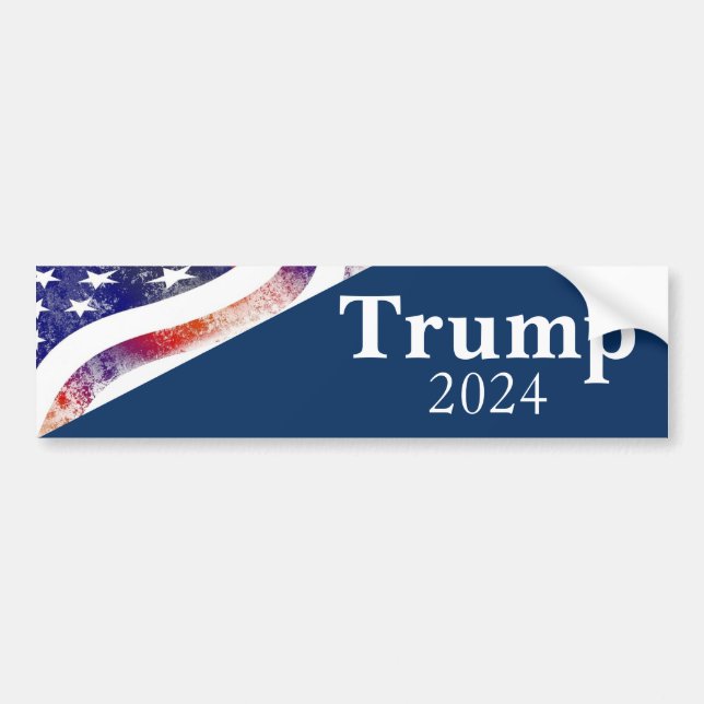 Adesivo Para Carro Blue Trump 2024 Faded American Flag Campaign (Frente)