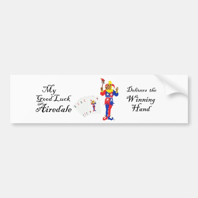 Adesivo Para Carro Boa Sorte Poker Airedale Terrier (Frente)