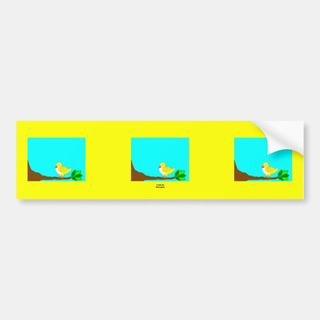 Adesivo Para Carro Boas Manhãs Pássaro Amarelo (Frente)