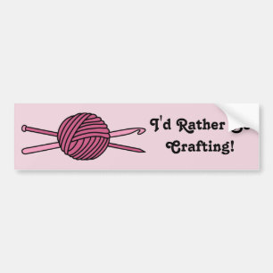 Adesivo Para Carro Bola de Fios Rosa (Knit & Crochet)