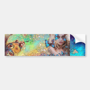 ADESIVO PARA CARRO BORBOLETA AZUL COM SPARKLES DO OURO VERDE