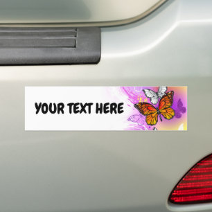 Adesivo Para Carro Borboletas Monarcas em Fundo Roxo