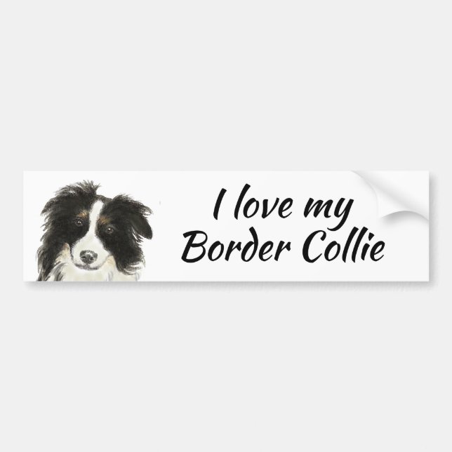 Adesivo Para Carro Border Collie Dog Ama minha citação (Frente)