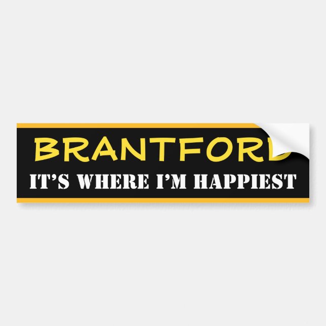 Adesivo Para Carro "BRANTFORD" - "É ONDE ESTOU MAIS FELIZ" (Canadá) (Frente)