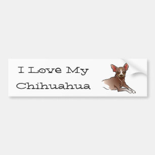 Adesivo Para Carro Brown Chihuahua - Eu Amo Meu Chihuahua