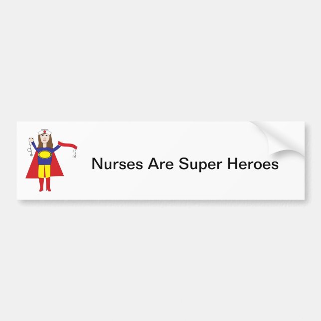 Adesivo Para Carro Brunette Enfermeira Super Hero Bumper Sticker (Frente)