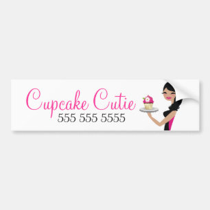Adesivo Para Carro Brunette ondulado de Cutie do cupcake de 311