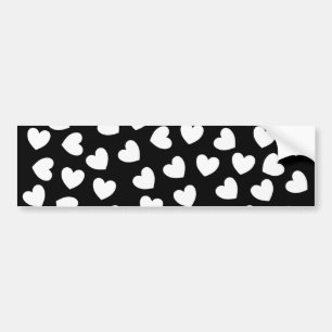 Adesivo Para Carro Bumper Sticker Black White Hearts