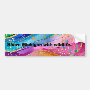 Adesivo Para Carro Bumper Sticker Compartilha Michigan com Wildlife