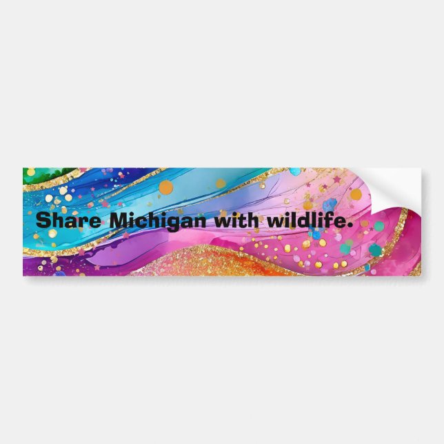 Adesivo Para Carro Bumper Sticker Compartilha Michigan com Wildlife (Frente)